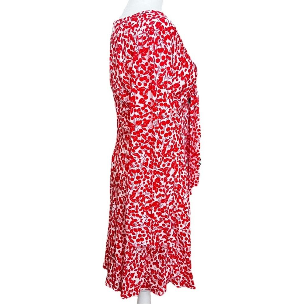 Diane von Furstenberg tie front Mini Cherry Print Dress Size S - Picture 2 of 10
